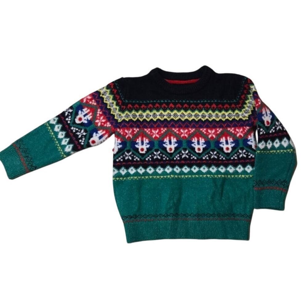 Dunnes Fair Isle Childs reindeer Christmas sweater unisex Size 4-5 holiday party